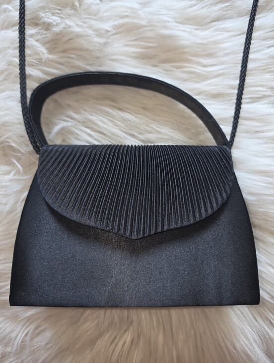 SASHH Handbags - Vintage SASHH New York Black Satin Evening Bag Clutch Handbag 90s